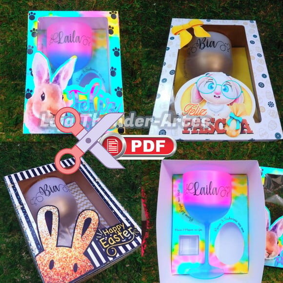 Arquivo pdf Kit Caixas para Taça Gin Pascoa