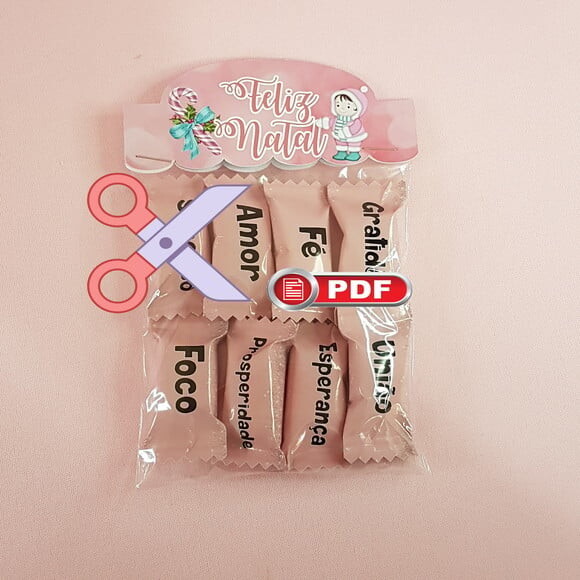 Arquivo pdf Lapela e Papel Balinhas Natal Corte Manual
