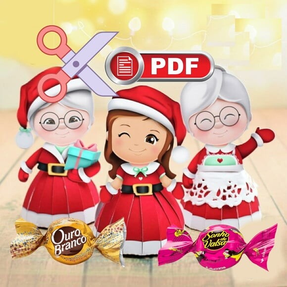 Arquivo pdf Porta Bombom Natal para Tesourete