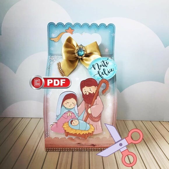 Arquivo pdf Sacolinha Panetone 500g Natal Tesoura