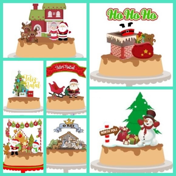 Arquivo Silhouete 10 Topos de Bolo Natal