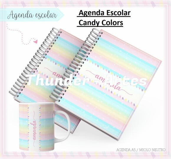 Arquivo Silhouette Agenda Escolar Candy Colors