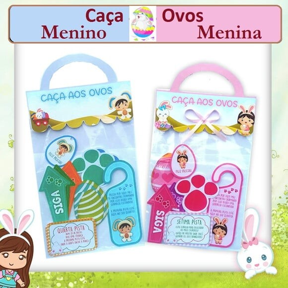 Arquivo Silhouette Caça Ovos Menina e Menino 2
