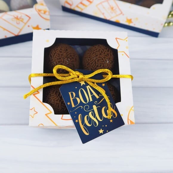 Arquivo Silhouette Caixa 4 Doces Natal Ano Novo