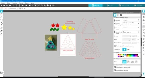 Arquivo Silhouette Caixa Árvore para 3 Bolinhas Natal