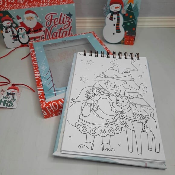 Arquivo Silhouette Caixa Caderno Colorir A5 Natal Infantil