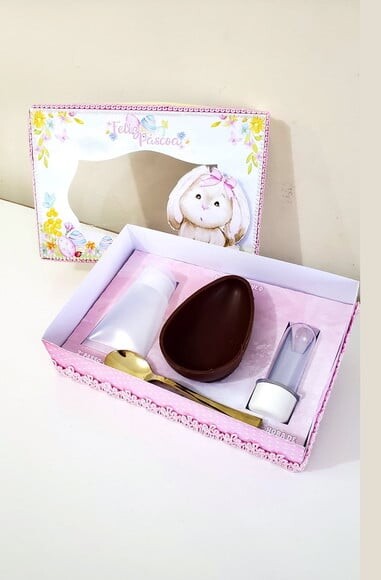 Arquivo Silhouette Caixa Confeiteiro Pascoa Rosa