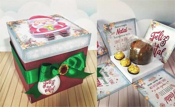 Arquivo Silhouette Caixa Explosão Mini Panetone 80g Natal