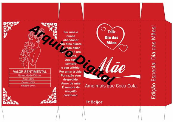 Arquivo Silhouette Caixa Mãe Amo Mais Que Coca Cola