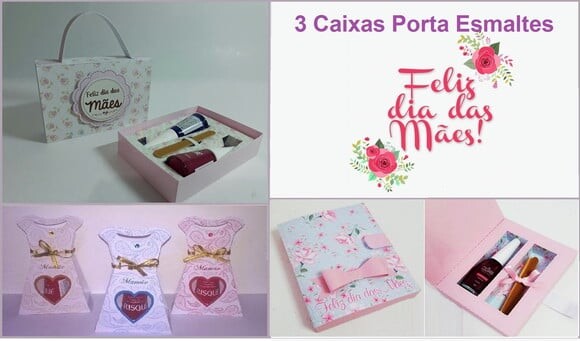 Arquivo Silhouette Caixas Porta Esmalte Dia das Mães