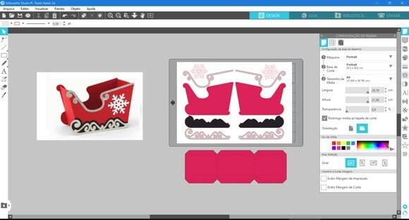 Arquivo Silhouette Caixinha Trenó Natal