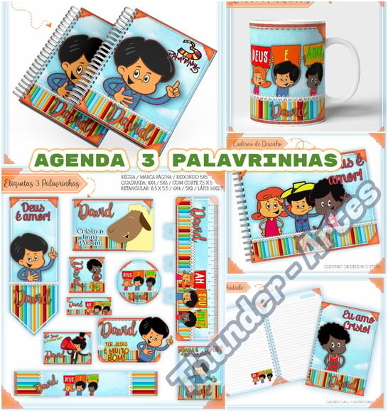 Arquivo Silhouette Etiquetas Agenda Escolar 3 Palavrinhas