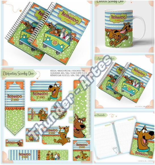 Arquivo Silhouette Etiquetas Agenda Escolar Scooby-doo