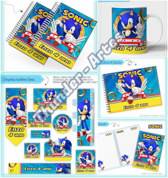 Arquivo Silhouette Etiquetas Agenda Escolar Sonic