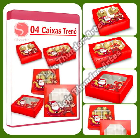 Arquivo Silhouette Kit Caixas para Doces Trenó Natal