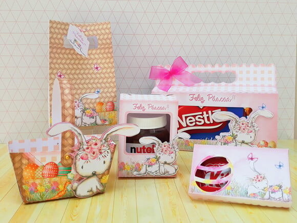 Arquivo Silhouette Kit Coelhinhos Rosa Pascoa