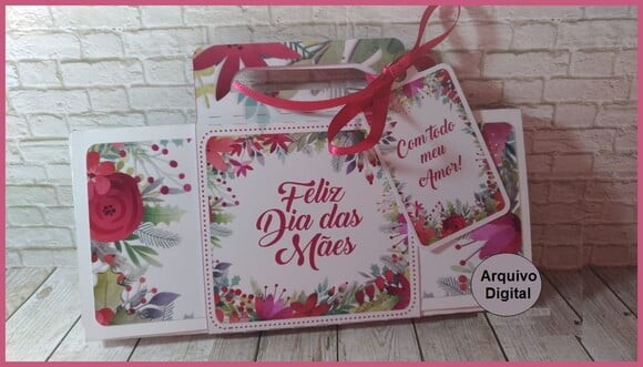 Arquivo Silhouette Porta Caixa Barra Chocolate Dia das Mães