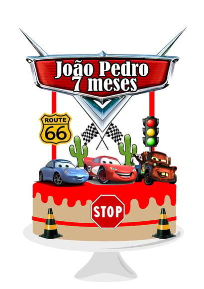 Arquivo Silhouette Topo Bolo Mesversário Carros 2 Arquivos