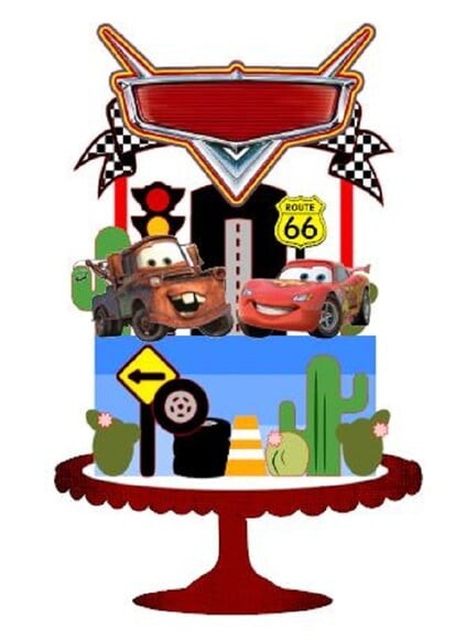 Arquivo Silhouette Topo Bolo Mesversário Carros 2 Arquivos