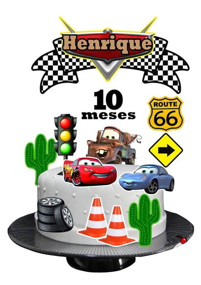 Arquivo Silhouette Topo Bolo Mesversário Carros 2 Arquivos