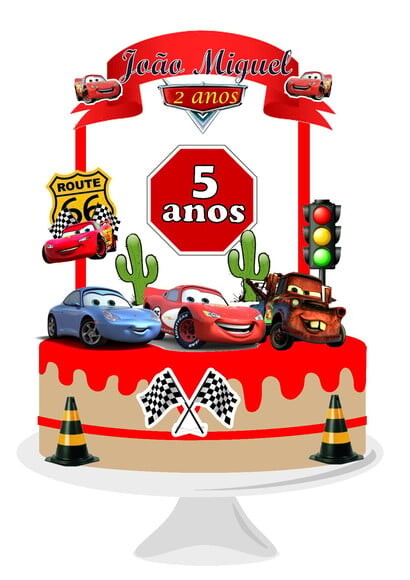 Arquivo Silhouette Topo Bolo Mesversário Carros 2 Arquivos
