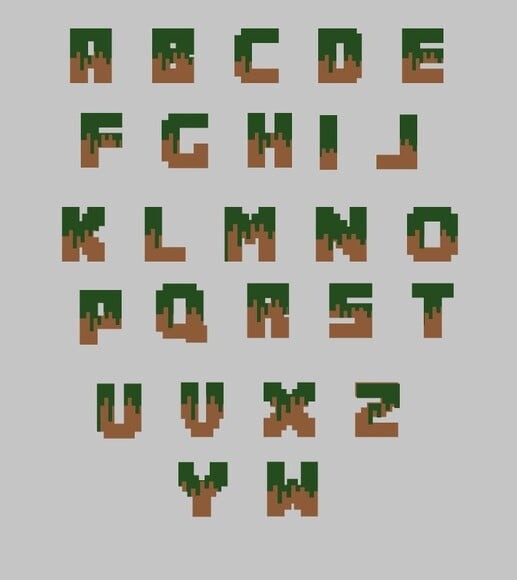 Arquivo Silhouette Topo de Bolo Alfabeto Minecraft