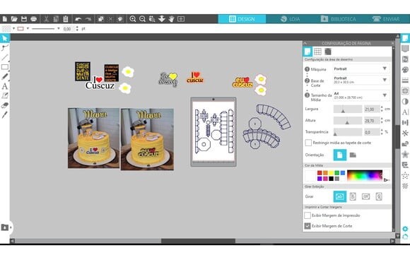 Arquivo Silhouette Topo de Bolo Amo Cuscuz 3d