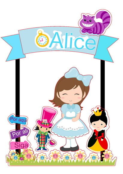 Arquivo Silhouette Topo de Bolo Alice no Pais das Maravilhas