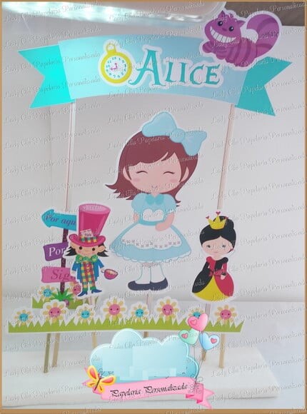 Arquivo Silhouette Topo de Bolo Alice no Pais das Maravilhas