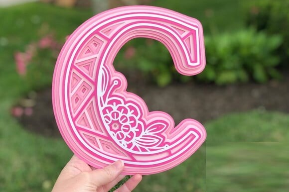 Arquivo Silhouette Topo de Bolo Camadas Letras Mandala