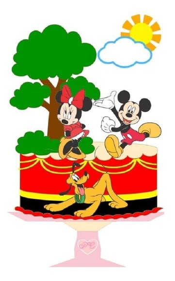 Arquivo Silhouette Topo de Bolo Camadas Mickey 2 Arquivos