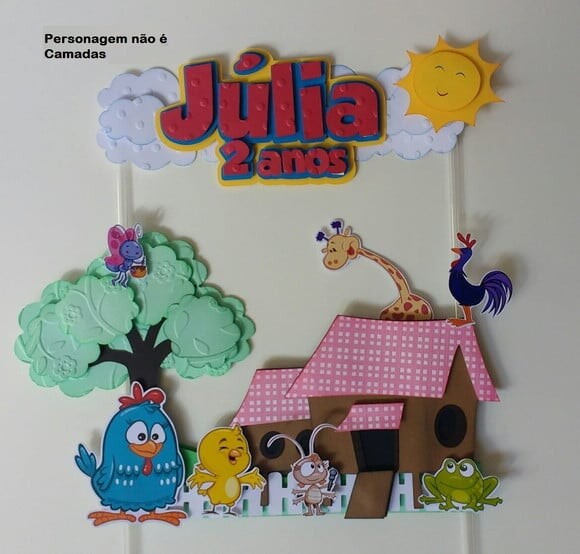 Arquivo Silhouette Topo de Bolo Galinha Pintadinha