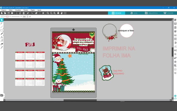 Arquivo Studio Calendário para Imã Geladeira Natal Editável