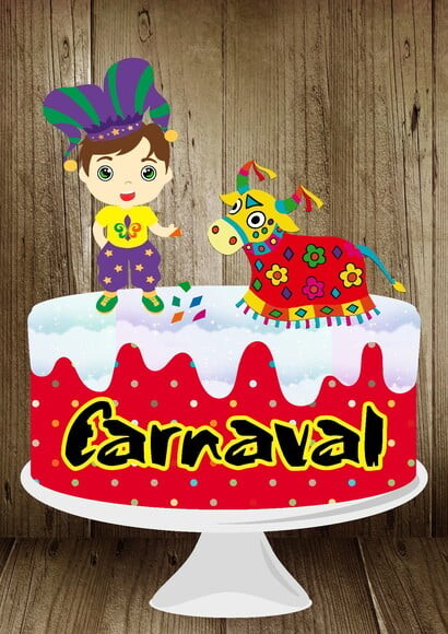 Arquivo Topo de Bolo Camadas Carnaval Infantil Nordeste