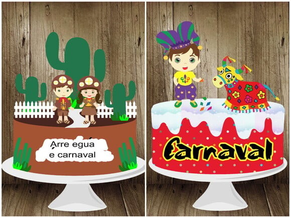 Arquivo Topo de Bolo Camadas Carnaval Infantil Nordeste