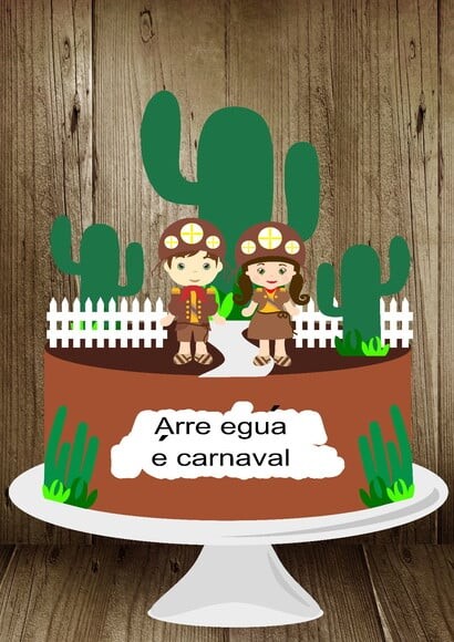 Arquivo Topo de Bolo Camadas Carnaval Infantil Nordeste