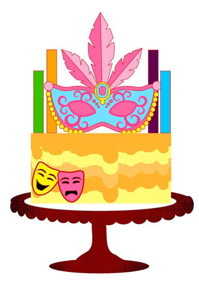 Arquivo Topo de Bolo Camadas Carnaval Mascaras Fantasia
