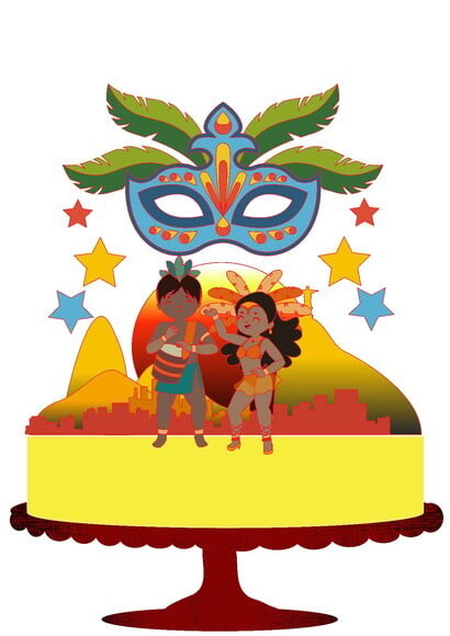 Arquivo Topo de Bolo Camadas Carnaval Tropical