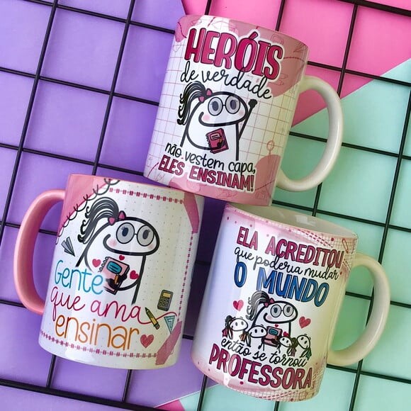 Kit Digital Estampas para Canecas Professores Flork