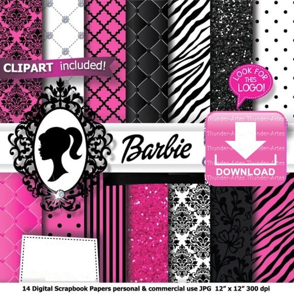 Kit Papel Digital Scrapbook Barbie