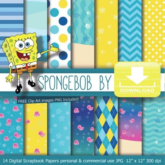 Kit Papel Digital Scrapbook Bob Esponja