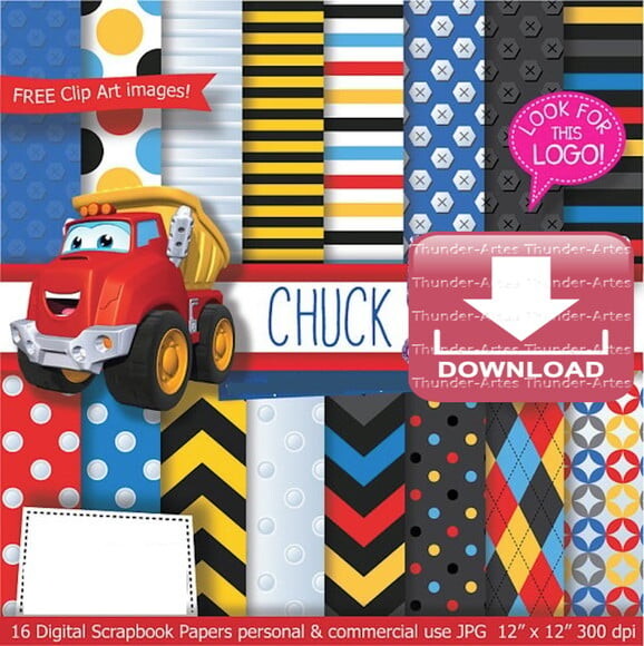 Kit Papel Digital Scrapbook Chuck Carros