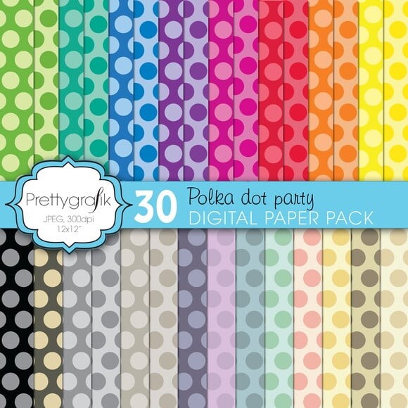 Kit Papel Digital Scrapbook Festa de Bolinhas