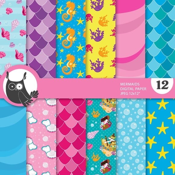 Kit Papel Digital Scrapbook Fundo do Mar