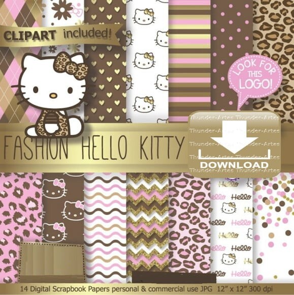 Kit Papel Digital Scrapbook Hello Kitty