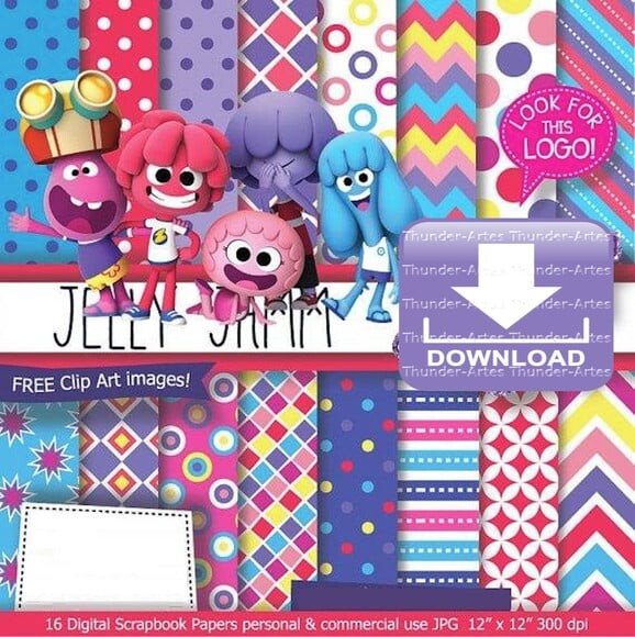 Kit Papel Digital Scrapbook Jelly Jamm