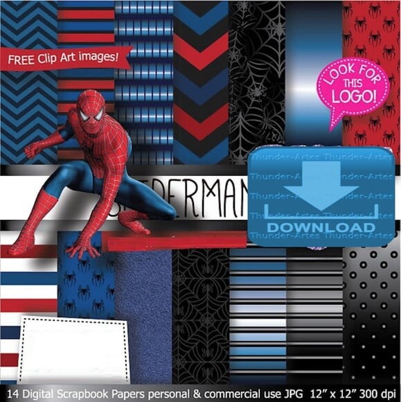 Kit Papel Digital Scrapbook Homem Aranha