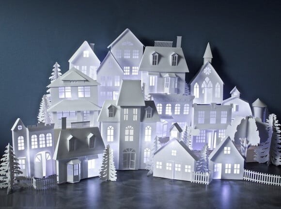 Maquete Cidade de Papel Natal Varias Casas Arquivo de Corte