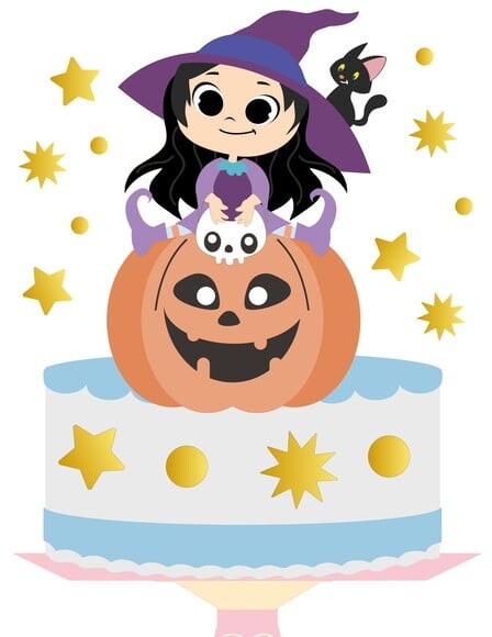 Topo de Bolo Camadas Bruxinha Baby Halloween 2 Arquivos