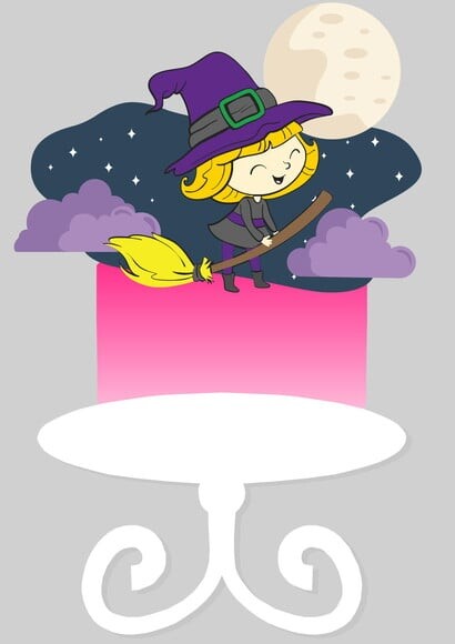 Topo de Bolo Camadas Bruxinha Halloween 2 Arquivos